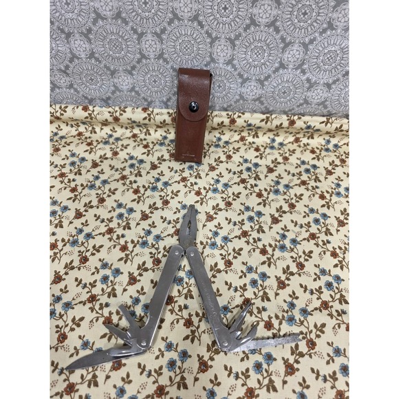 American Camper Multi Tool Plier Knife Saw Screwdriver Brown Leather Sheath - Picture 1 of 11